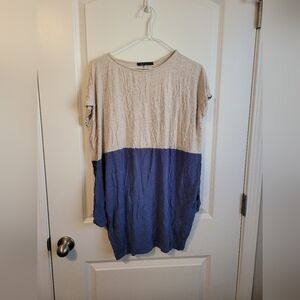 Blueeleven Blue and Tan Cream Soft Tunic Top